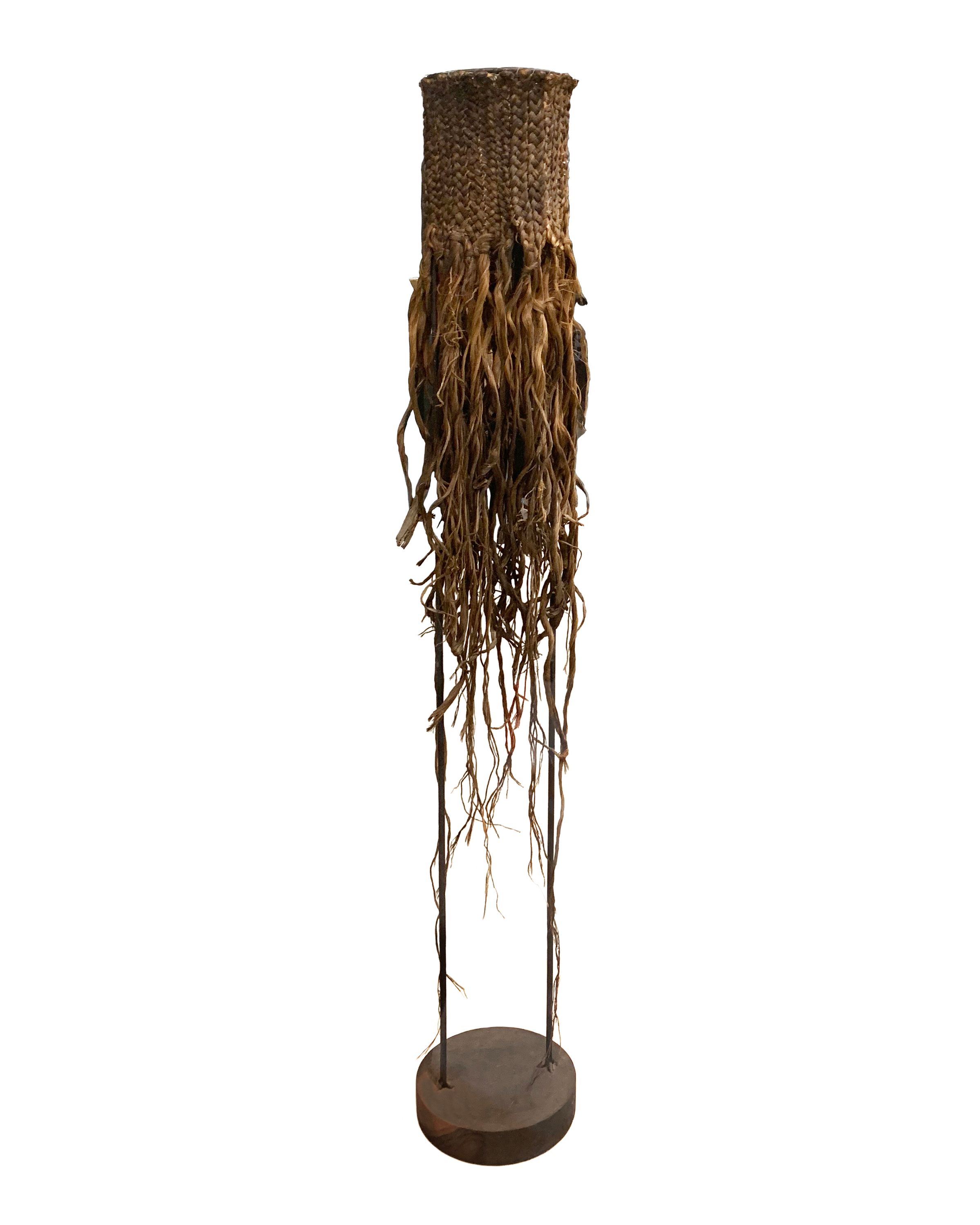 Basketry Cap and Grass Cloth Mane