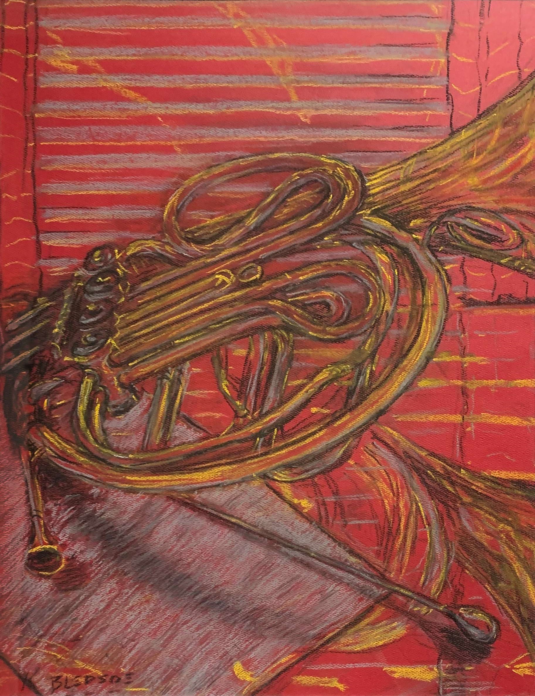 This art piece is named ‘Horn in Red Room with Red Table'
