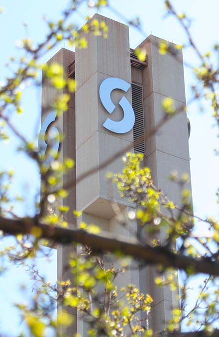 Sinclair Tower with Spring Buds